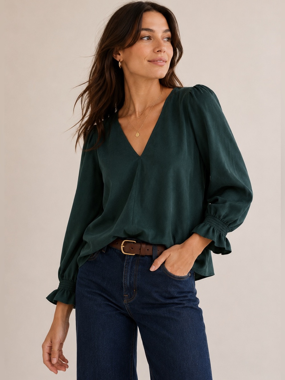 TUCKERNUCK Malachite Suede Easton Blouse Size Small